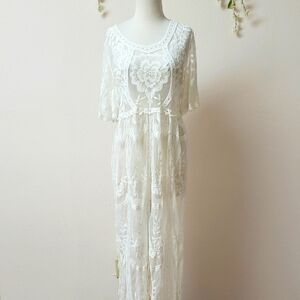 White lace wedding boho dress